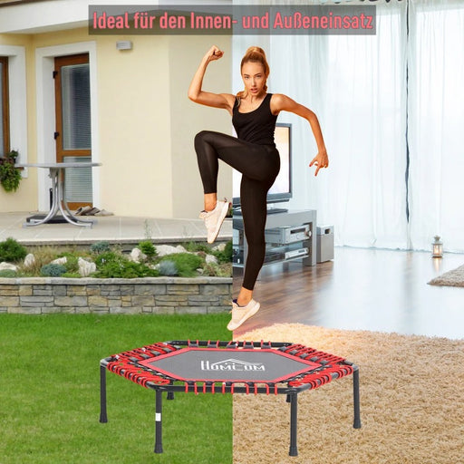 Fitness-Trampolin, Trampolin für Joga, Gartentrampolin, Stahl+PP, Rot, Ø105x26Hcm