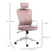 Bürostuhl mit Wippfunktion höhenverstellbarer ergonomischer Drehstuhl mit Armlehne & Kopfstütze Samtoptik Rosa, 63x64x118-128cm