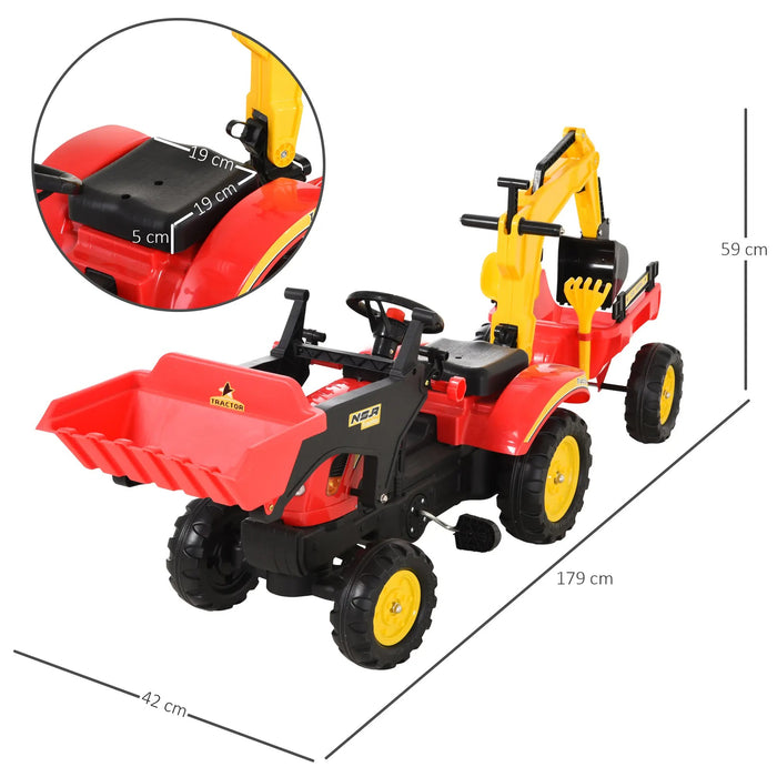 Tracteur de poéting avec remorque avec chargeur frontal de 3 ans, 179x42x59cm