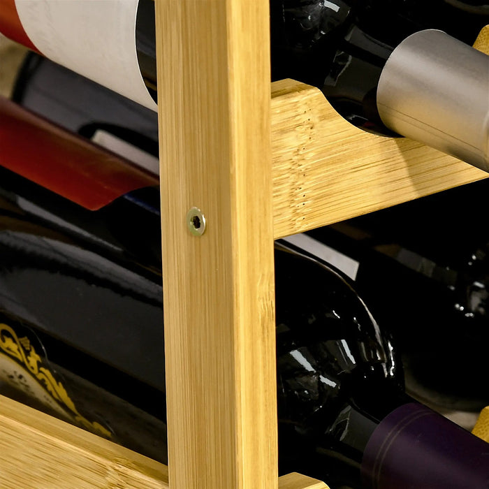 Wine shelf made of bamboo for 16 wine bottles, 4 shelves, 43x23.5x38cm nature