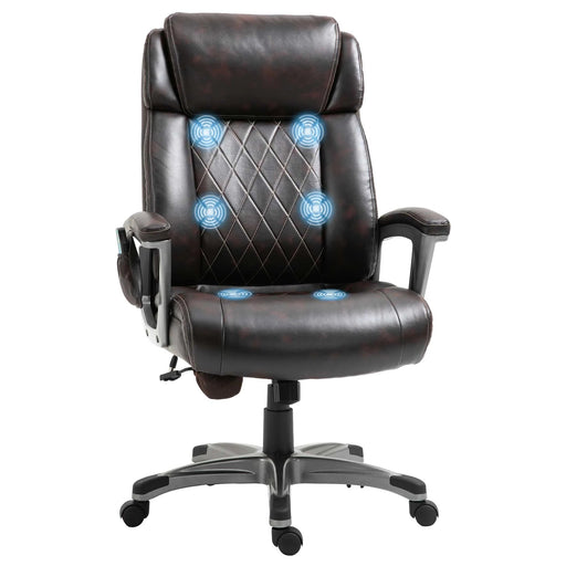 Massage-Bürostuhl 6-Punkt-Massage ergonomisch Kunstleder Braun, 70x76,5x114-124cm