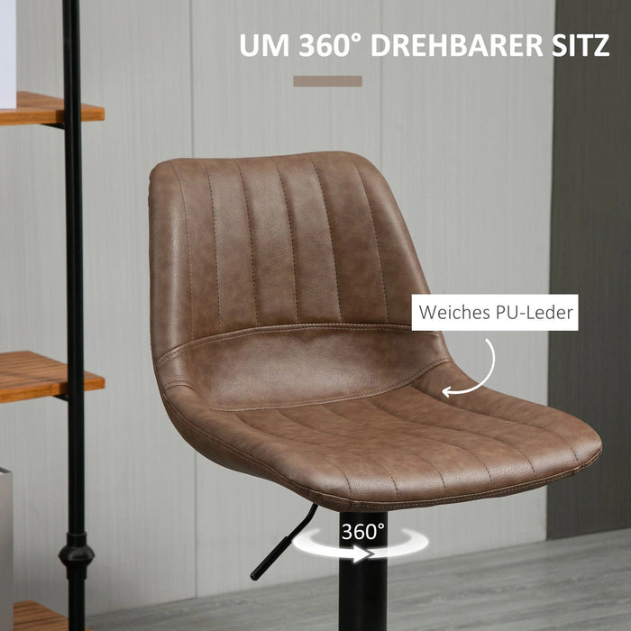 Barhocker 2er-Set im Retrodesign mit Fussstütze höhenverstellbar, 43x49,5x111cm