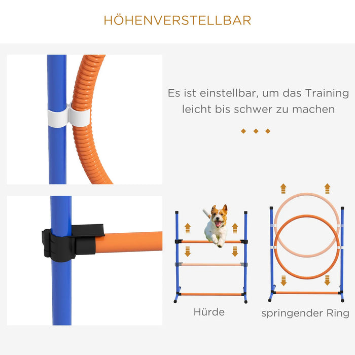 Hunde-Agiliy-Set Hundeparcours mit Reifen Hürde Slalom, 352x66x69cm