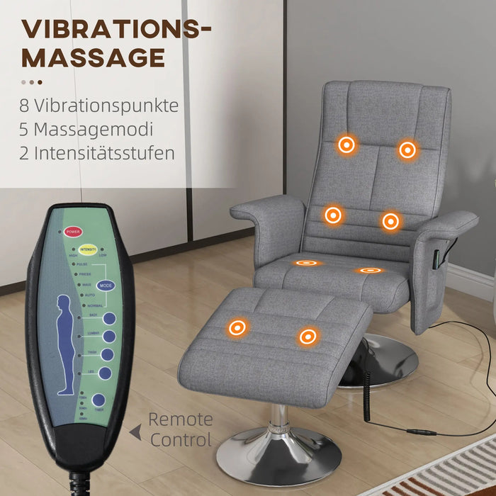 Massage chair, with Ottoman, 8 vibration heads, inclination function, 78x95x88cm