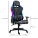 Bürostuhl LED Gaming-Stuhl mit Armlehne ergonomisch mit Liegefunktion Kunstleder Schwarz + Blau, 70x57,5x126-136cm