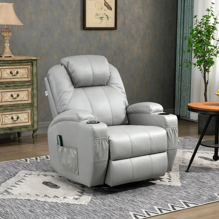 Massage chair with footrest, 8 vibration points, 5 modes, including remote control, light gray