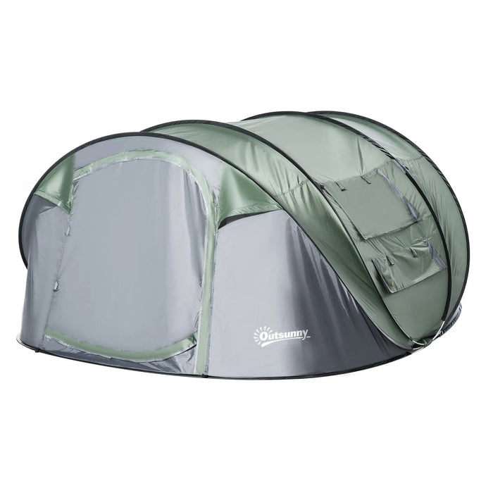 Campingzelt für 4-5 Personen Dunkelgrün + Grau, 263,5x220x123cm