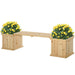 Hochbeet Gartenbank mit 2 Pflanzkasten Holz Sitzbank mit Blumenkasten Garten Holzbank Parkbank Natur, 176x38x40cm