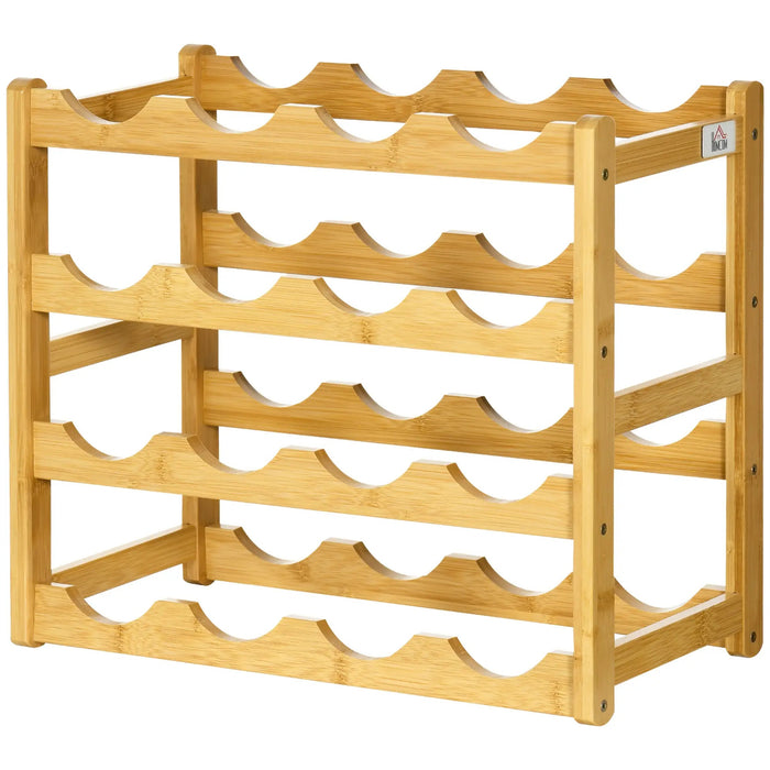 Wine shelf made of bamboo for 16 wine bottles, 4 shelves, 43x23.5x38cm nature