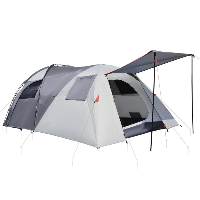 Campingzelt für 4-5 Personen zwei Innenräume herausnehmbare Bodenmatte Grau, 490x250x185cm