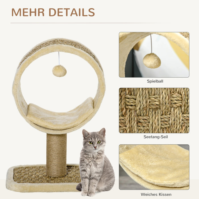 Cat Scratching Post pour un seul chat, kaki + brun clair, 40x30x56cm