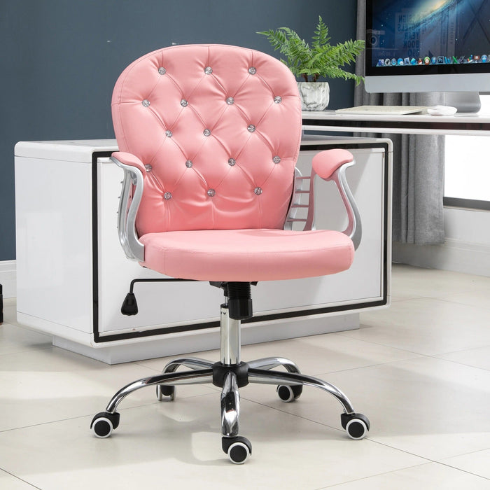 Ergonomischer Bürostuhl gepolsterte Rückenlehne Rosa, 59,5x60,5x95-105cm