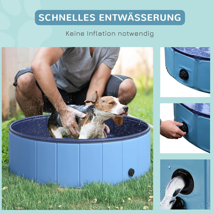 Hundebadewanne faltbar Hundepool Wasserbecken Blau, Ø100xH30cm