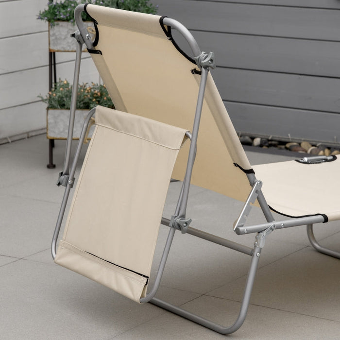 Sonnenliege Gartenliege Wellnessliege Strandliege klappbar mit Sonnenschutz Beige, 187x58x36cm