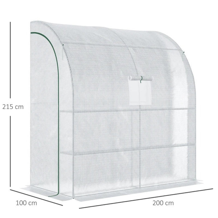 Foliengewächshaus Tomatengewächshaus mit Mesh Fenster, Treibhaus mit aufrollbaren Türen, Anzuchthaus mit UV Schutz, Weiß, 200x100x215cm