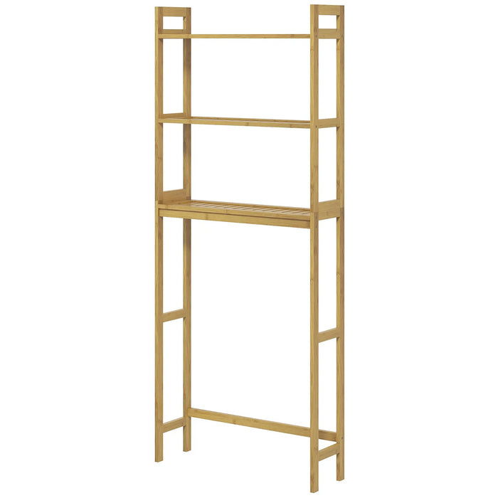 Scaffale per bagno scaffale da bagno su ripiani igienici, 3 ripiani, resistenti all'acqua, 68x20x165 cm, natura