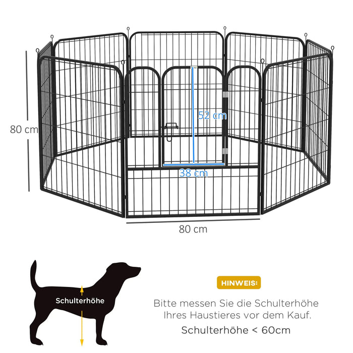 PlayPen de boîtier gratuit pour animaux de compagnie Hundehergeg Black, 80x80cm