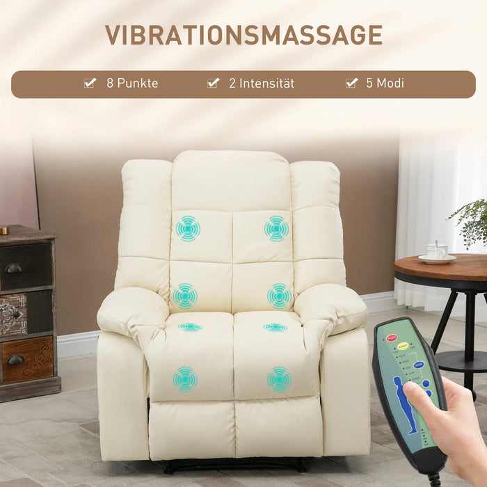 Chaise de massage, fauteuil relaxation, 8 points de vibration, fonction de couchage, cuir synthétique, 94x99x9cm