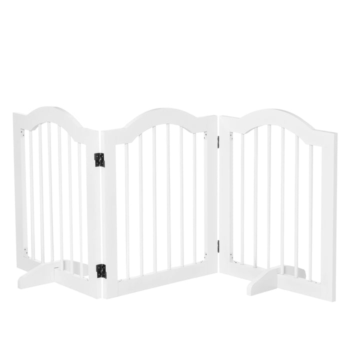 Barrière grilles pour chiens Protection de porte de la calandre pour chiens 3-parties blanc, 154,5x61cm