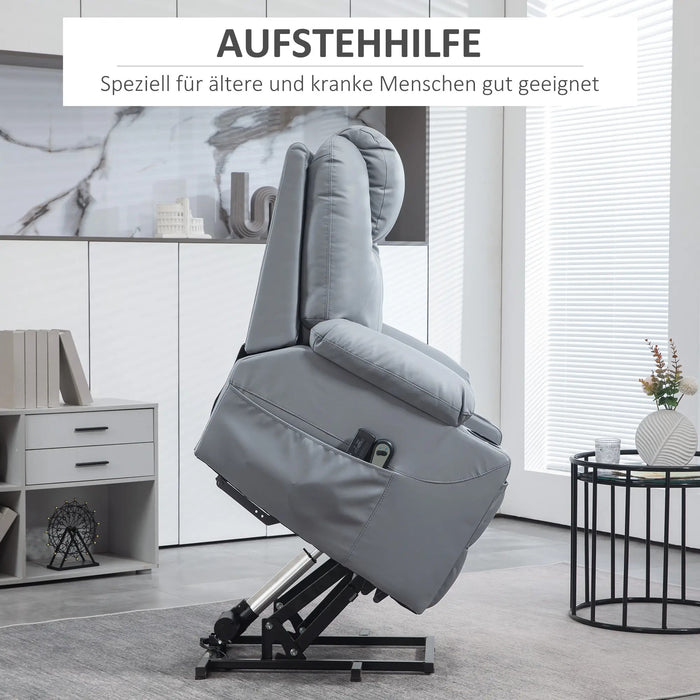 Massagesessel Aufstehhilfe Seniorensessel 8 Massagemodi neigbare Rückenlehne Grau, 88x99x106cm