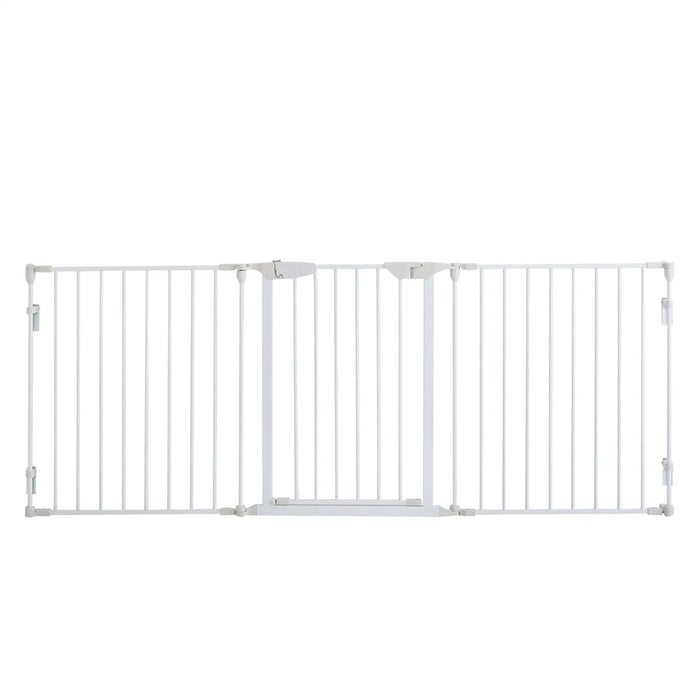 Grilles circulaires pour chiens Protection de porte Grilles Metal blanc, 180x3x74.5 cm