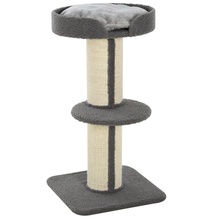 Katzenkratzfratzbaum Spielpiel Scratch avec plate-forme sisal en peluche gris 45x45x91cm