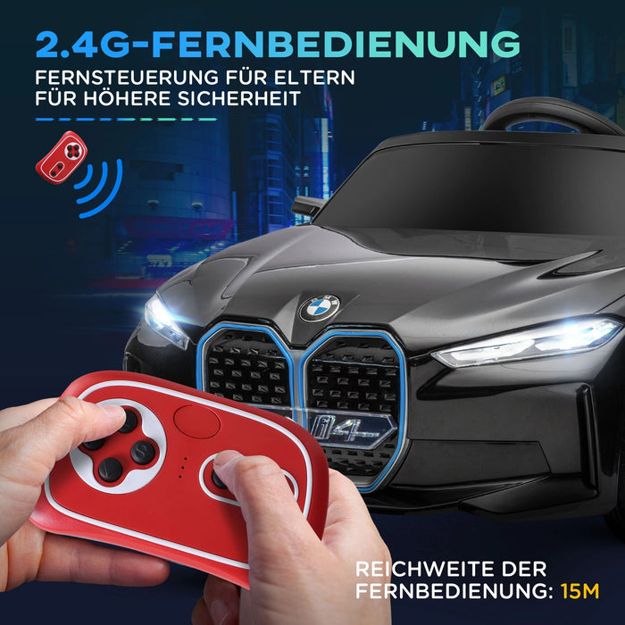 Voiture pour enfants, batterie rechargeable, 3-5 km / h, avec télécommande, joueur multimédia, noir