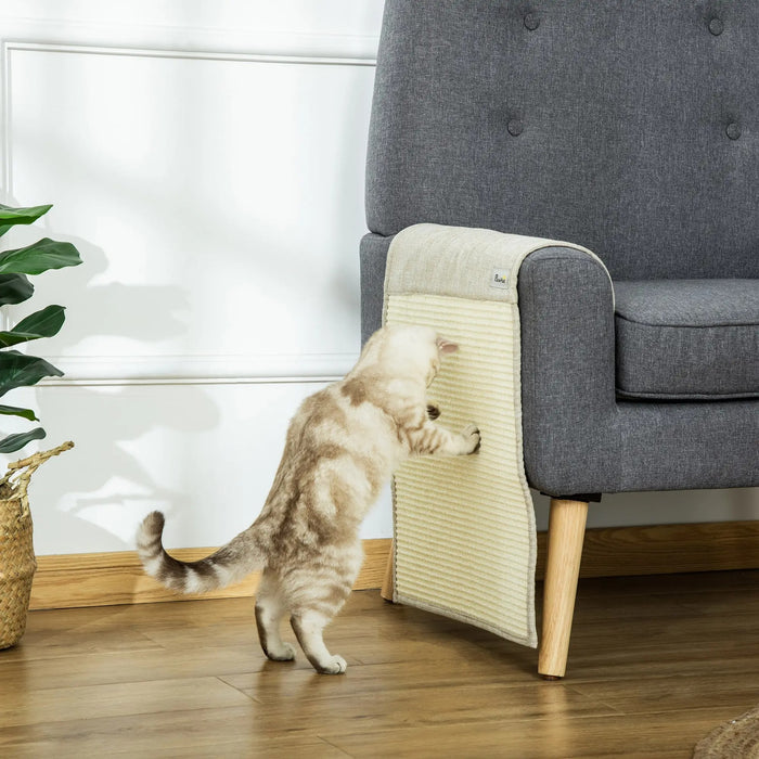 2 tapis à gratter de chat, fauteuil, canapé, beige + gris, 130x45x0,3 cm