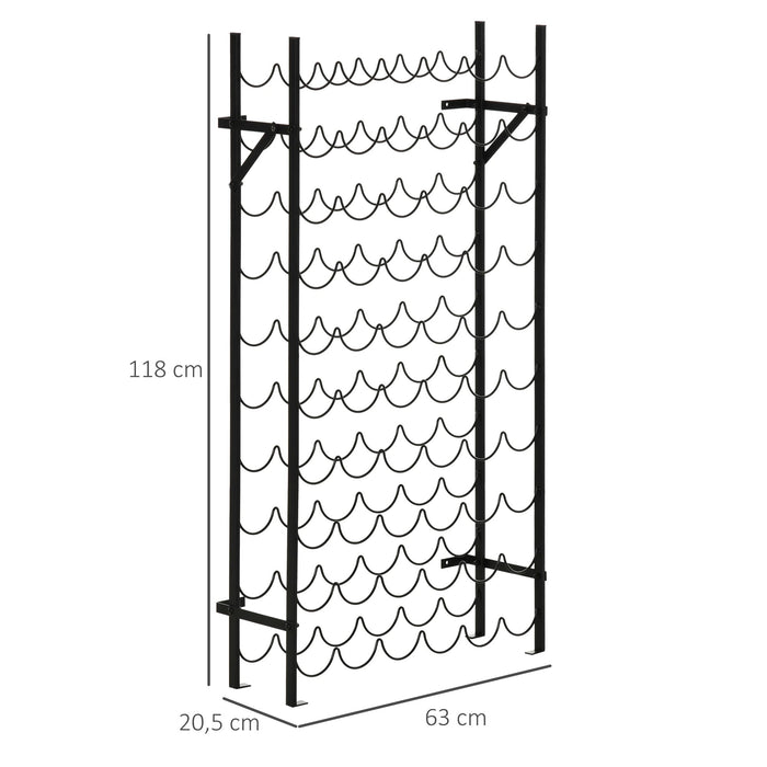 Wine shelf wine stand bottle shelf 60 bottles wall fastening metal black