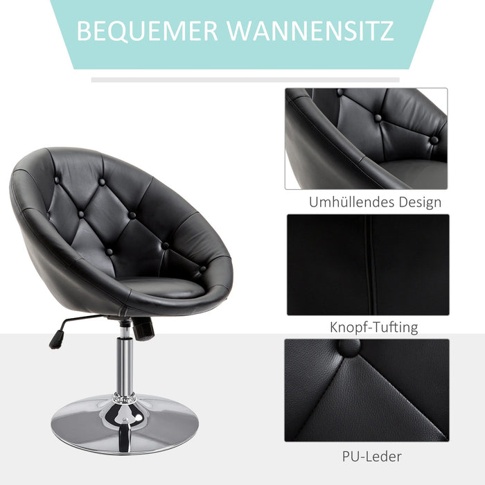 Arbeitshocker Drehhocker Bürostuhl verchromt höhenverstellbar Stahl Schwarz/Weiss, 59x71x78-90cm