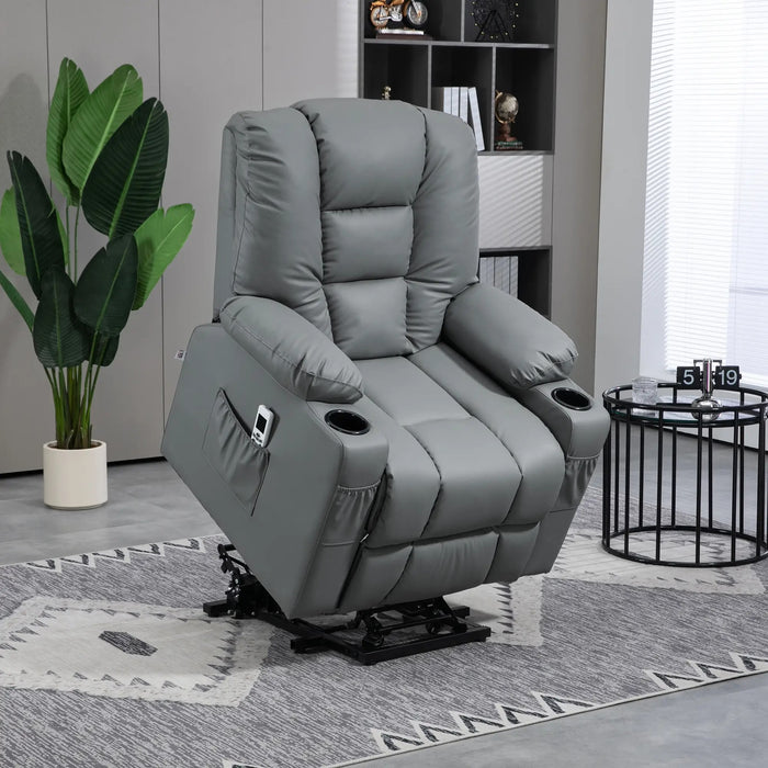 Massagesessel Aufstehhilfe Seniorensessel inkl. Fernbedienung 4 Massagemodi Grau, 90x98x102cm