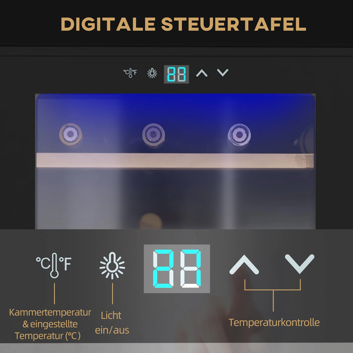 Réfrigérateur à vin pour 24 bouteilles, température réglable de 5 à 20 ° C, éclairage LED, noir, 43x45x75cm