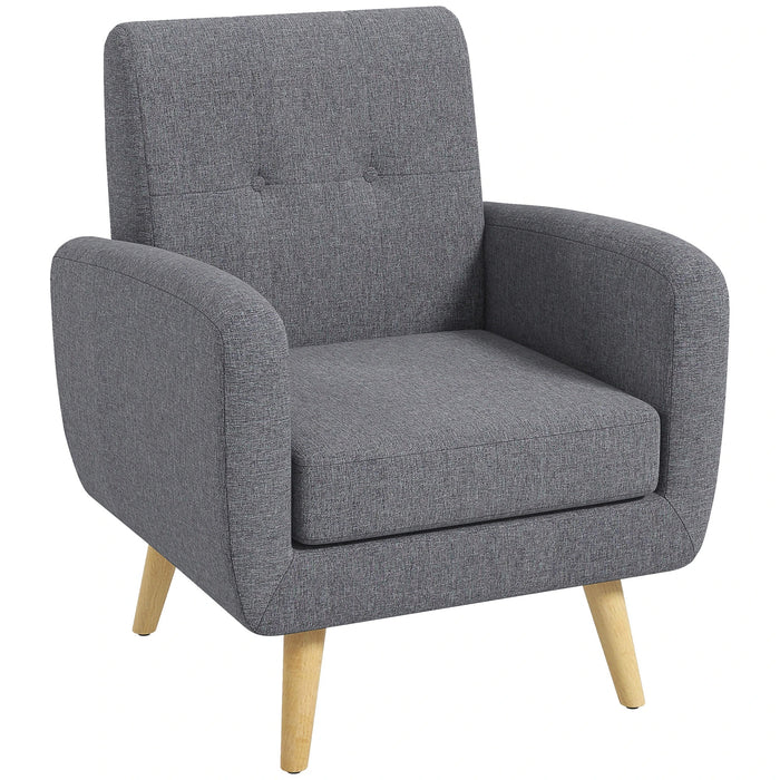 Fauteuil en conception de scandi, fauteuil accent, point bouton, nature + gris clair