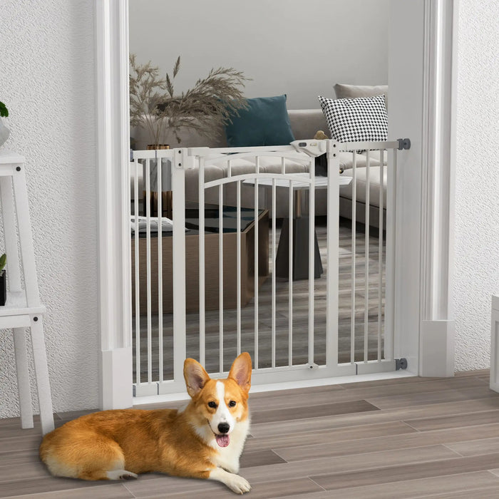 Protection d'escalier Correau Protection de chien Grille Fermeure automatique Blanc, 100x4x76cm