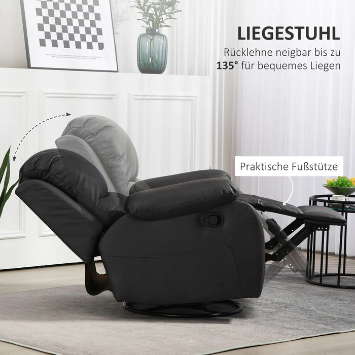 Détendez le dossier réglable en fauteuil et le support réglable rotatif jusqu'à 150 kg noir, 93x100x98cm