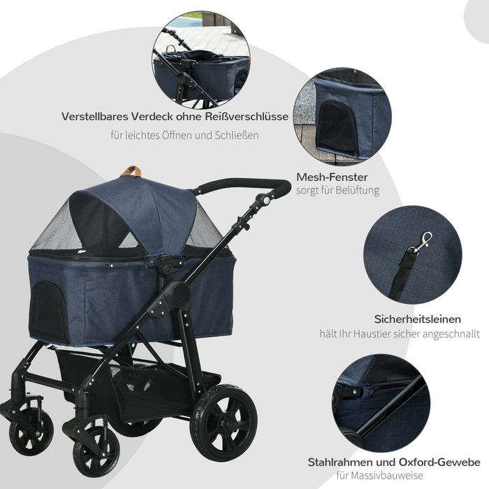 Voiture pliable buggy chien voiture bleu foncé, 99x62x106cm