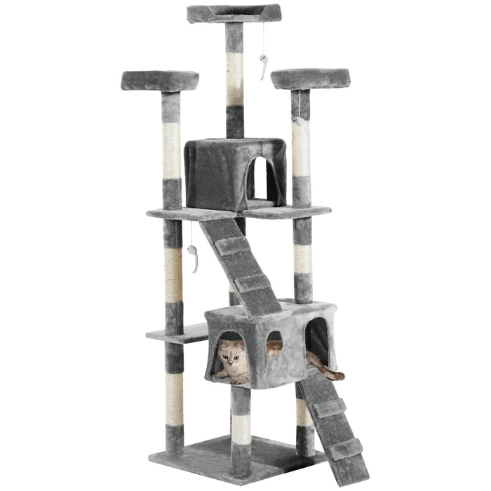 Scratching Post avec cavité de chat, xxl Cat Tree Grey Grey 49x49x173cm