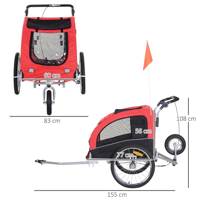 Dog followers with jogger function universal coupling red, 155x83x108cm