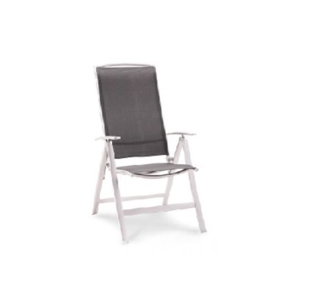 Chaise pliante en plein air palerme - complètement en aluminium et tissu ergotex de haute qualité - argent