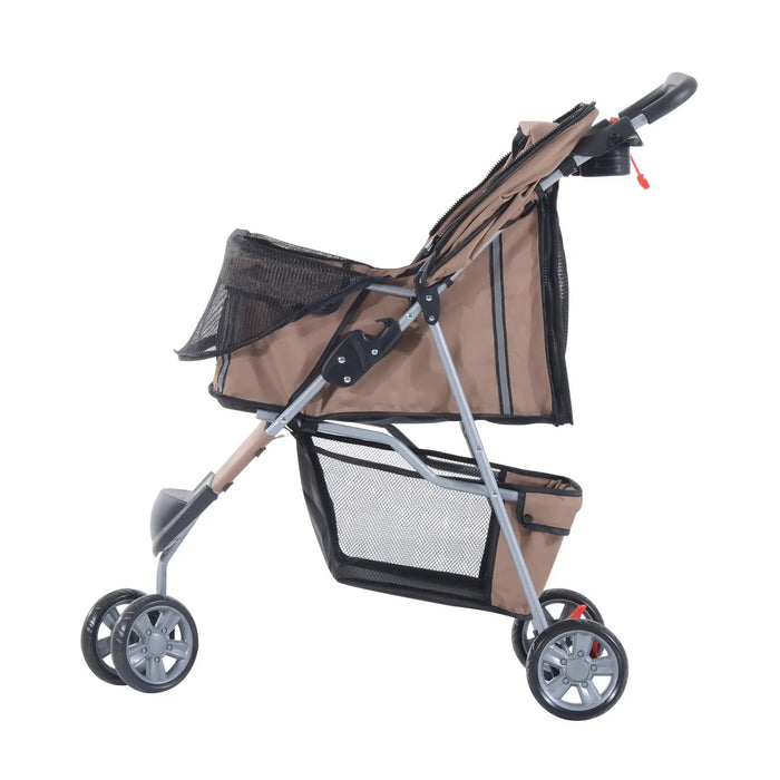 Hundewagen Hundebuggy Klappbar Ablagekorb Braun, 75x45x97cm