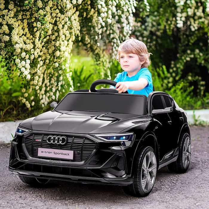 Elektro Children's Car 12V Audi E-tron avec télécommande, ceinture de sécurité, musique (MP3 / USB / TF), pour les enfants 3-5 ans, 3-5 km / h, noir