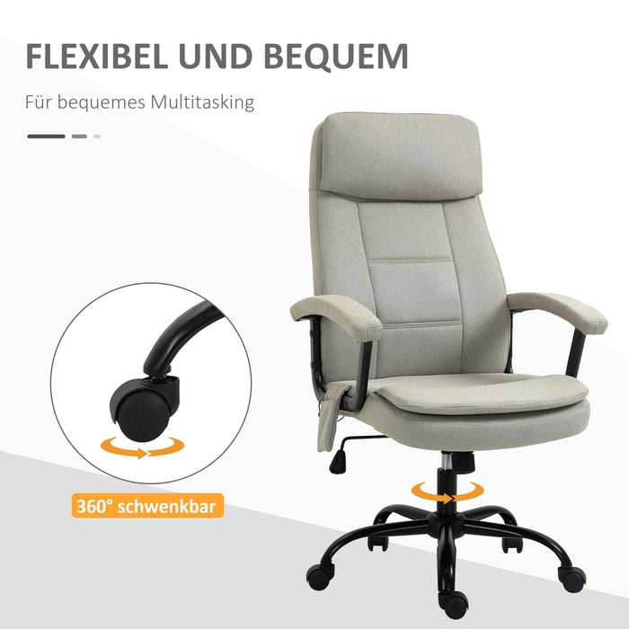 Bürostuhl mit Massagefunktion höhenverstellbar ergonomisch Beige, 63x70x112-121cm