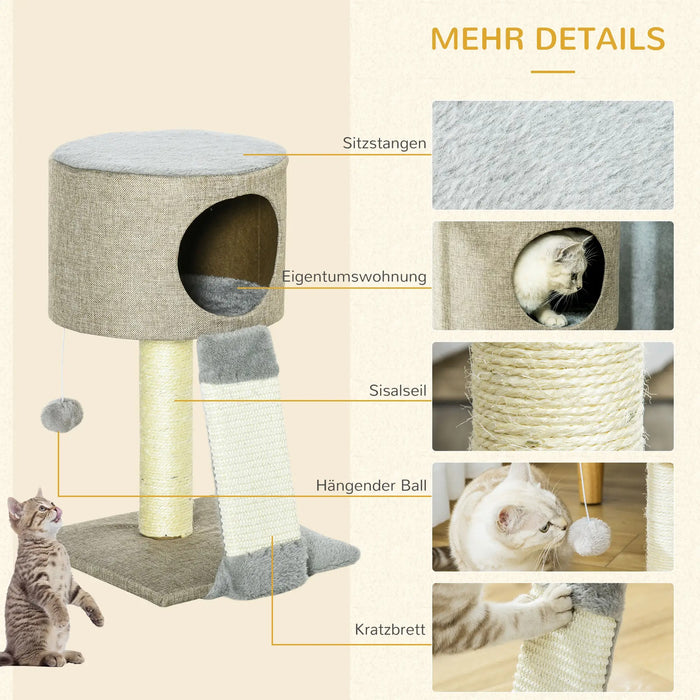 Stratching Post pour les chats avec une balle de chat gris 30x30x50cm