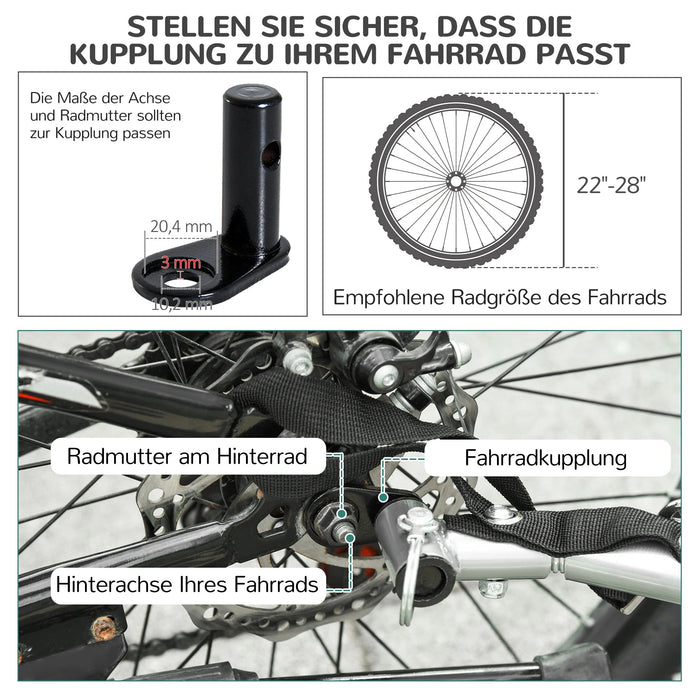 hunde fahrradanhänger kupplung Fahrradanhänger für Hunde mit Universalkupplung Weiss + Schwarz, 130x7 — floki24