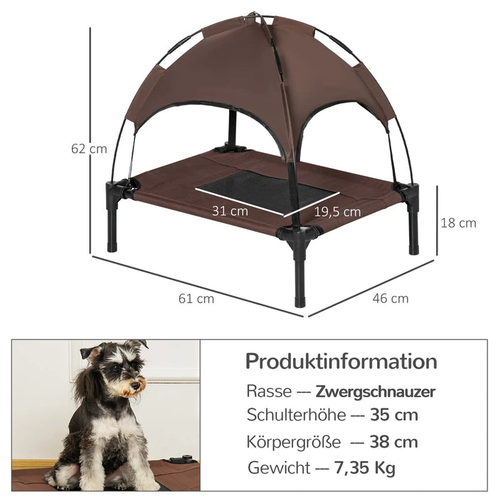 hundebett zelt Outdoor-Hundebett Hundeliege klappbar Braun, 61x46x62cm — floki24