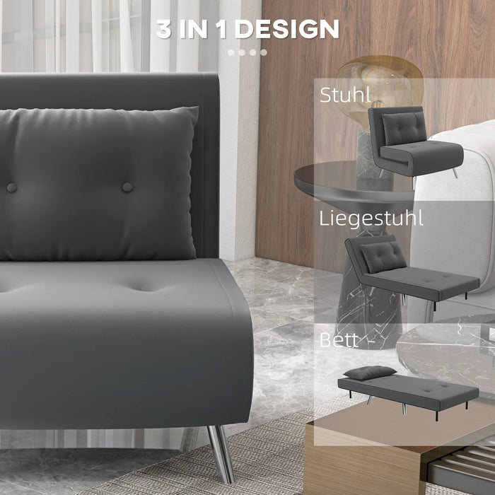 Lying chair sleeping armchair with lying function linen look dark gray, 77x88x83cm