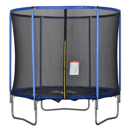 Trampolin mit Sicherheitsnetz Gartentrampolin für Innen- und Aussenbereich Fitnesstrampolin für Kinder und Erwachsene Stahl Blau+Schwarz bis 113,6kg, Ø244x240Hcm