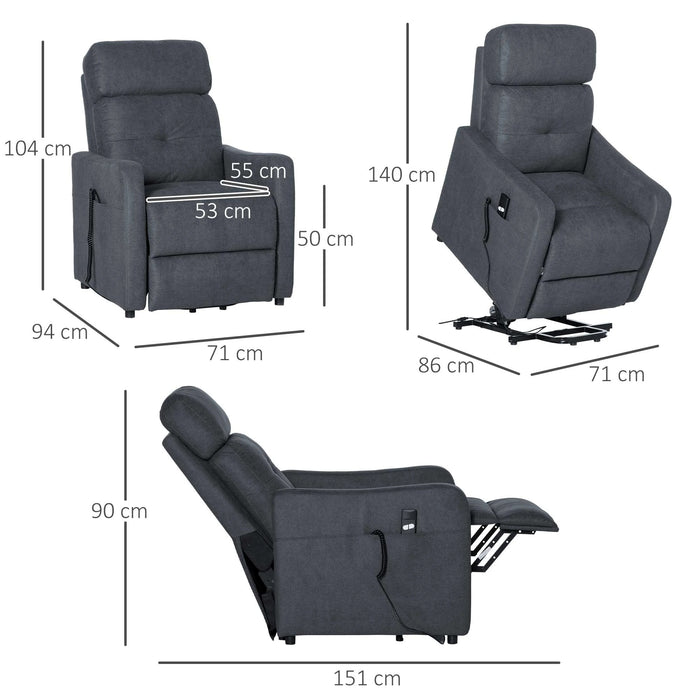 Détendez le fauteuil avec un support - Up, y compris à la télécommande, gris de repose-pied extensible, 71x94x104cm