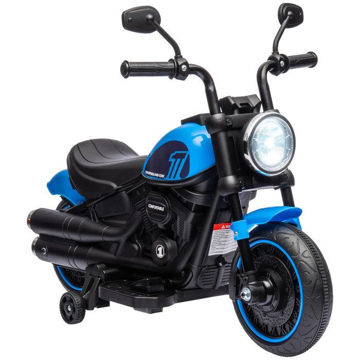 Moto électrique pour enfants, avec des phares, 3 km / h, bleu + noir