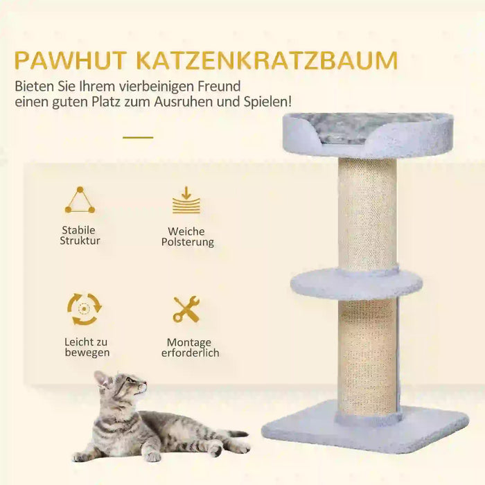 Cat Scratching Post avec plate-forme sisal en peluche bleu clair 45x45x91cm